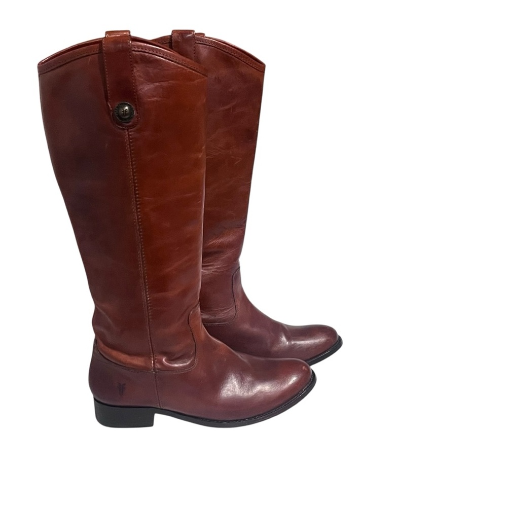 FRYE Melissa Button Leather Riding Boots – Cognac Brown – Size 6.5B